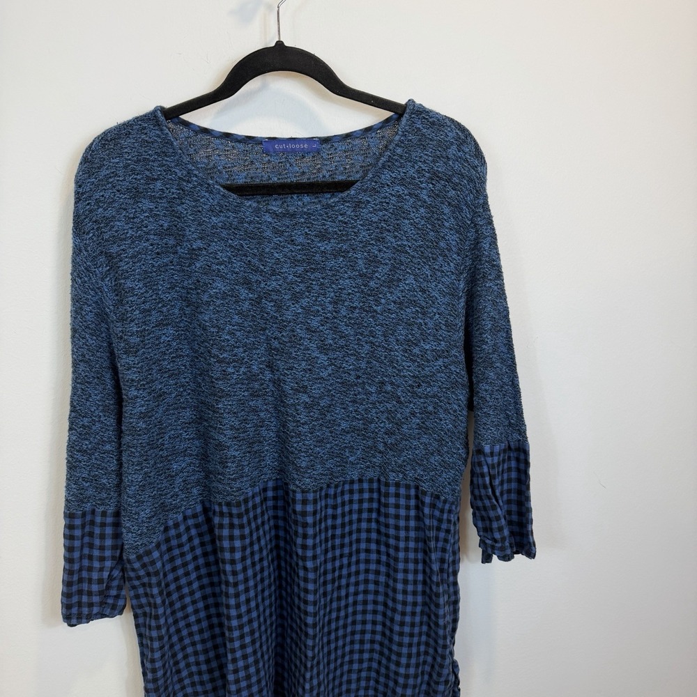 Cut‎ Loose San Francisco Large Linen Tunic Top LAGENLOOK Boho Blue Layered - Picture 2 of 9